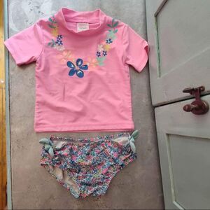 Carter's Pink & Blue Floral 2pc Swimsuit Toddler 18 months